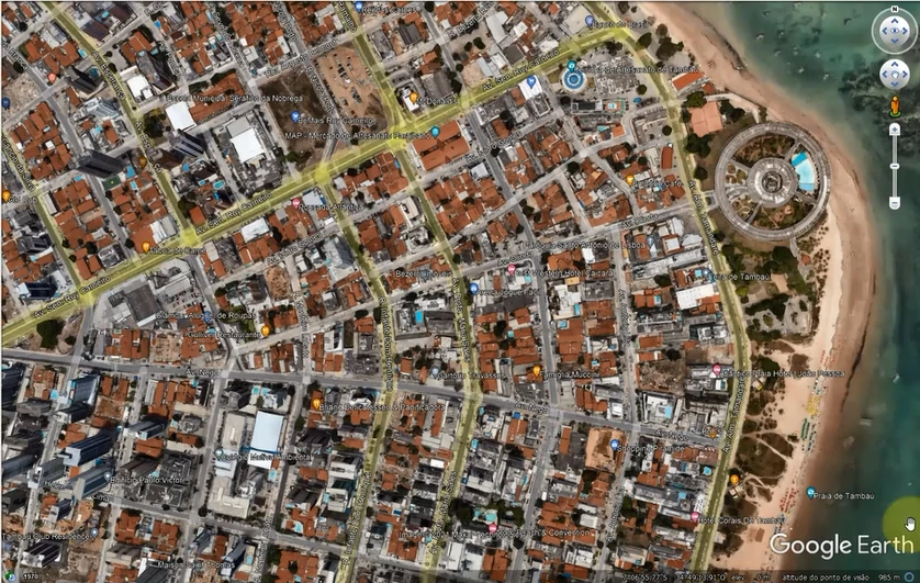 Imagem do Google Earth de JP para explicação de Precisão Posicional